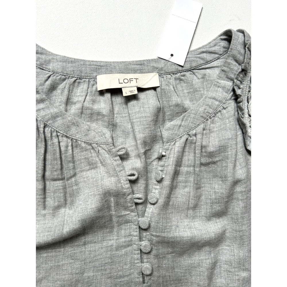 NWT Loft Lace Accent Embellished Boho Effortless Gray Size L - Picture 4 of 9